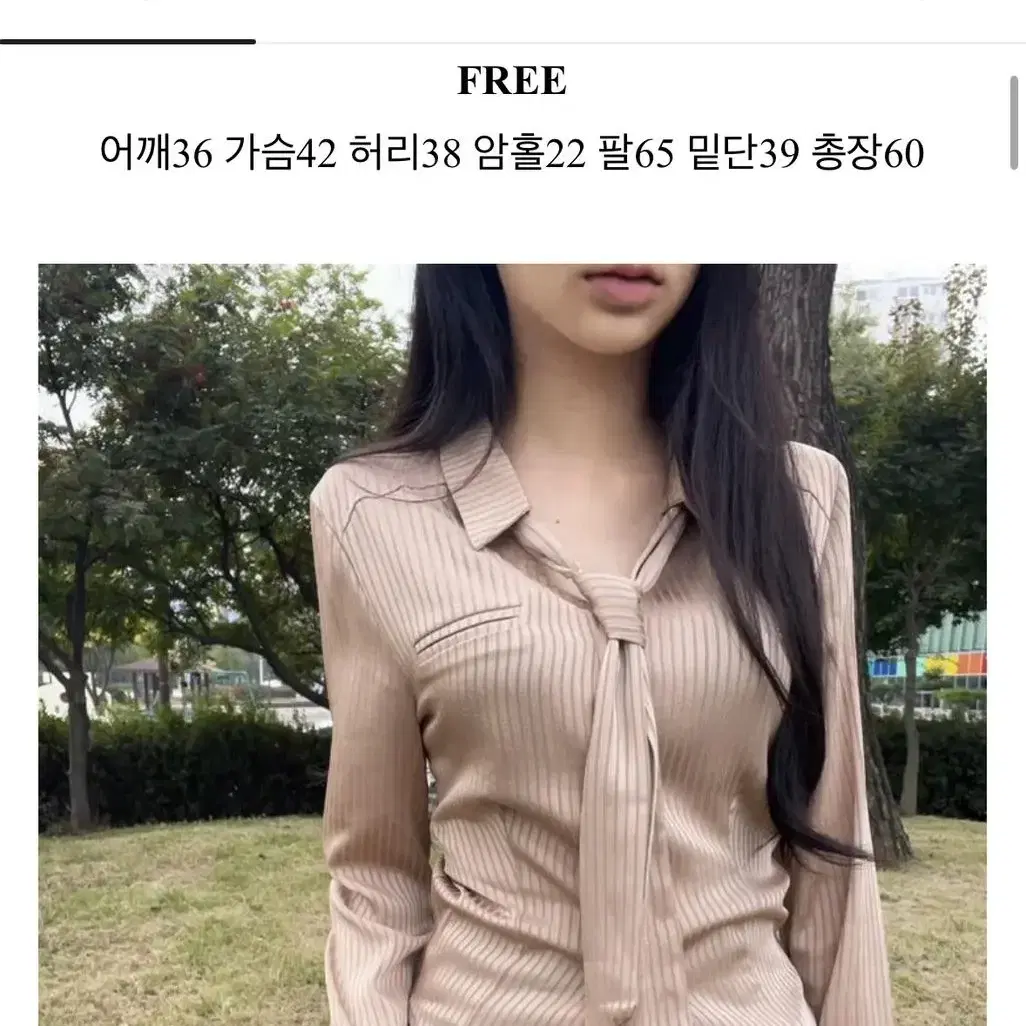 올드머니룩 베이지 타이 셔츠