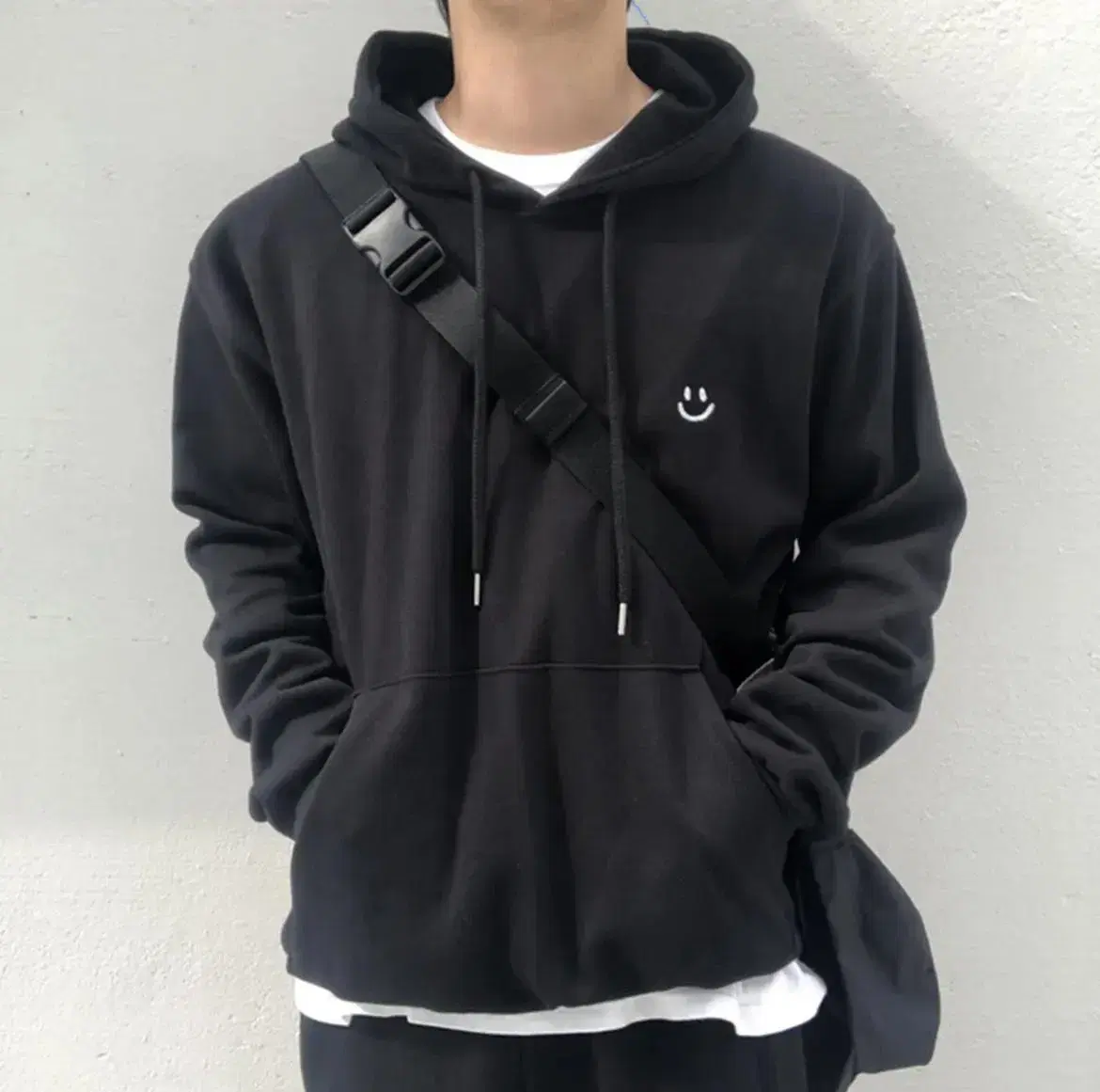 Smiley Big Hood Charcoal Hoodie M-L