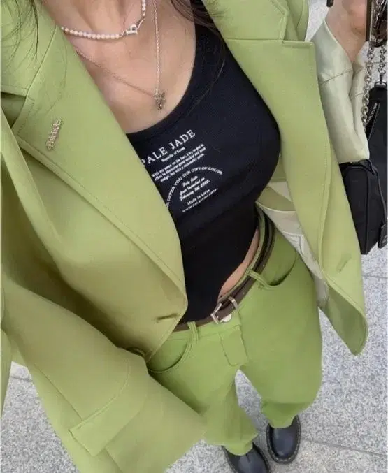 [MooBae] Pale Jade Overfit Jacket Oversized Blazer in Olive Green