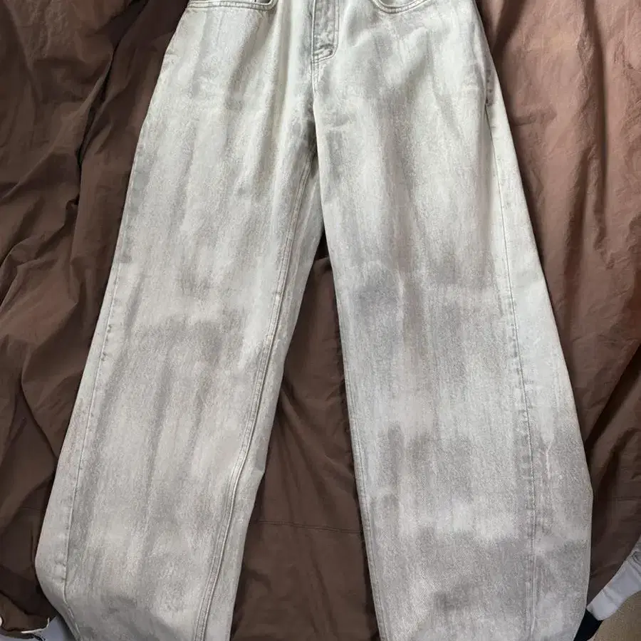 yiyae bleached denim pants brush beige