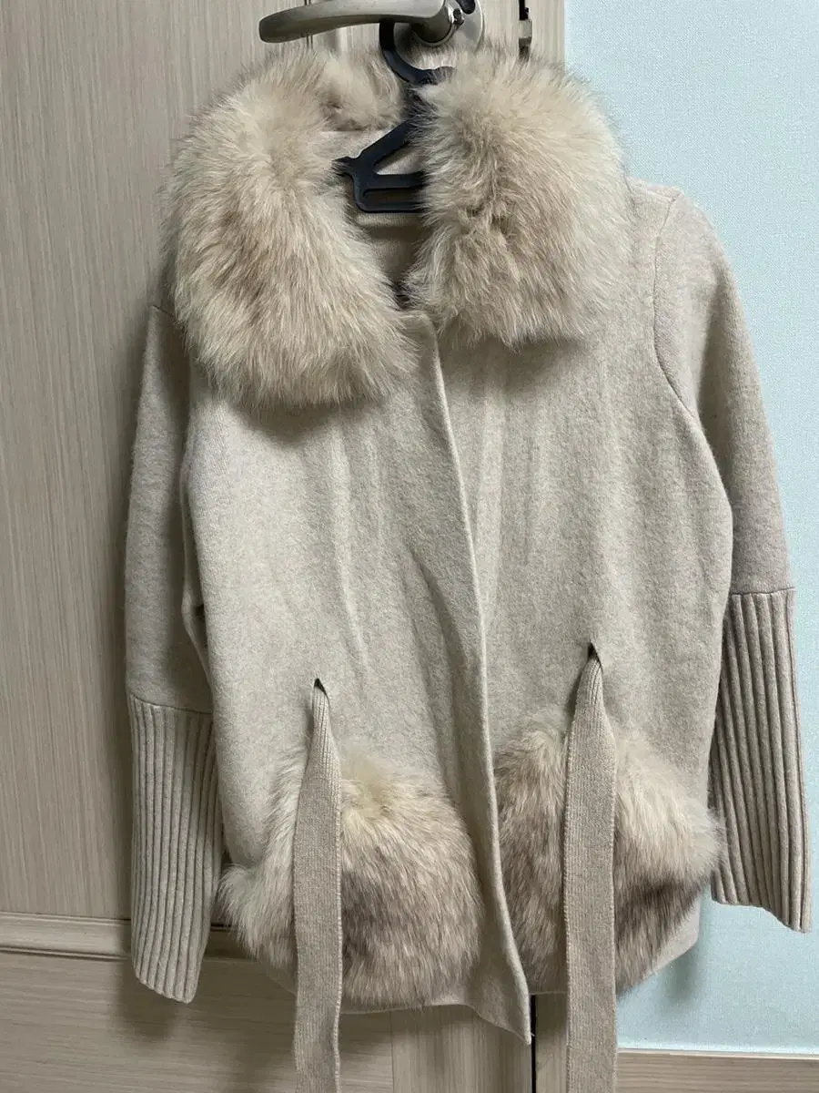 Luxurious raccoon-fur knit jacket