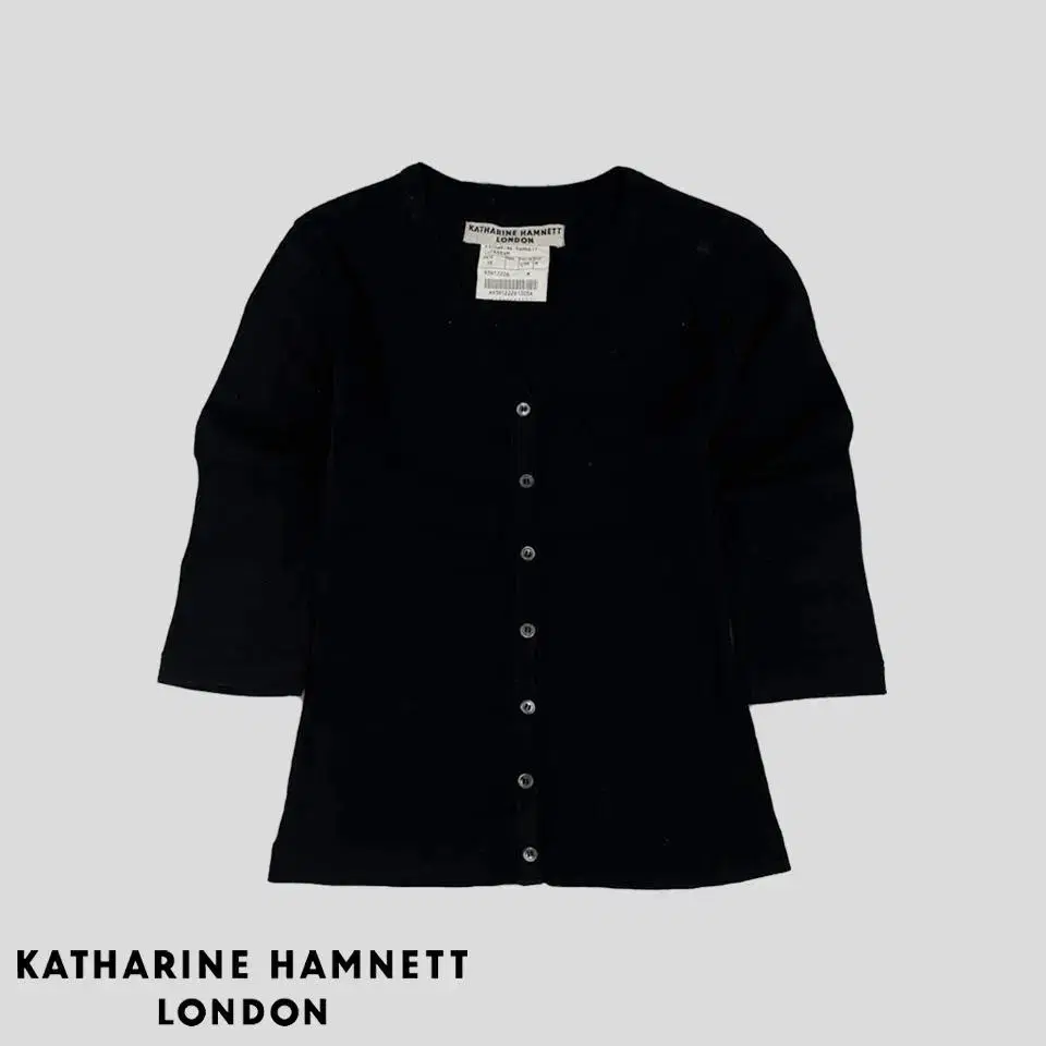 KATHARINE HAMNETT 캐서린햄넷 블랙 코튼100 브이넥 가디건