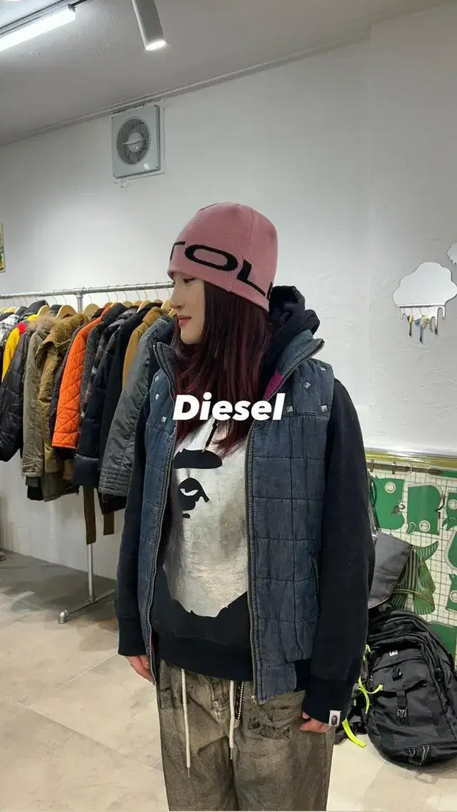 Diesel 디젤 데님 패딩 조끼 자켓