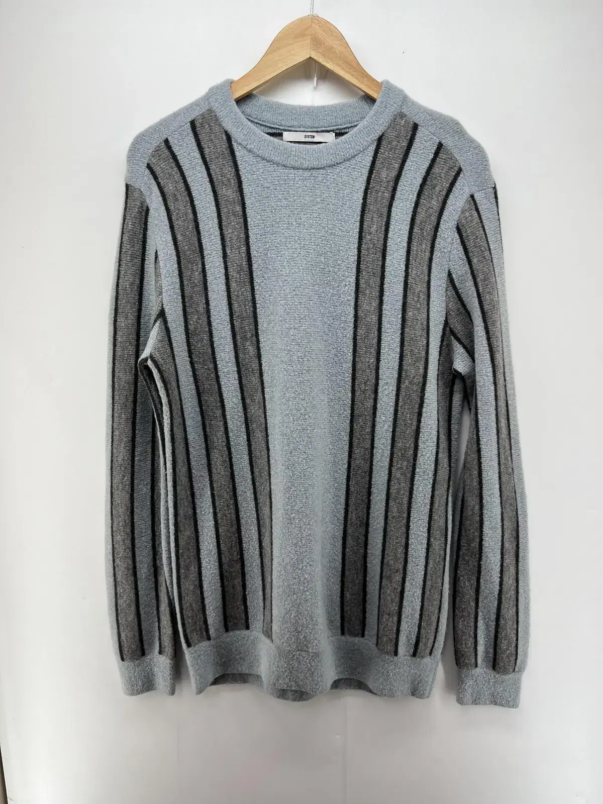 [100] SystemHomme Momo Nylon Alpaca Stripe Men's Wool Knit