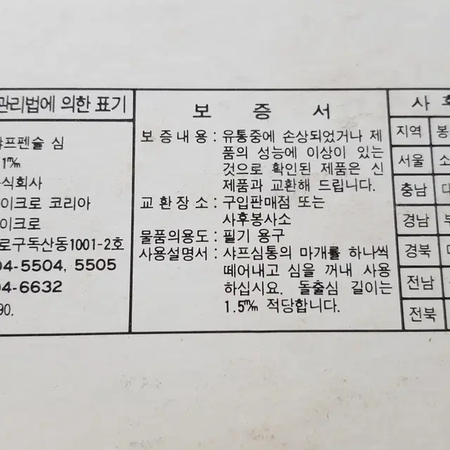 고전문구 샤프심 마이크로 빈티지문구 삐에로 국민학교