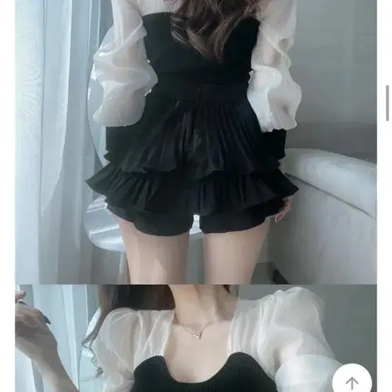 지니니 플레어 캉캉 스커트 치마바지 s size 아이보리 블랙