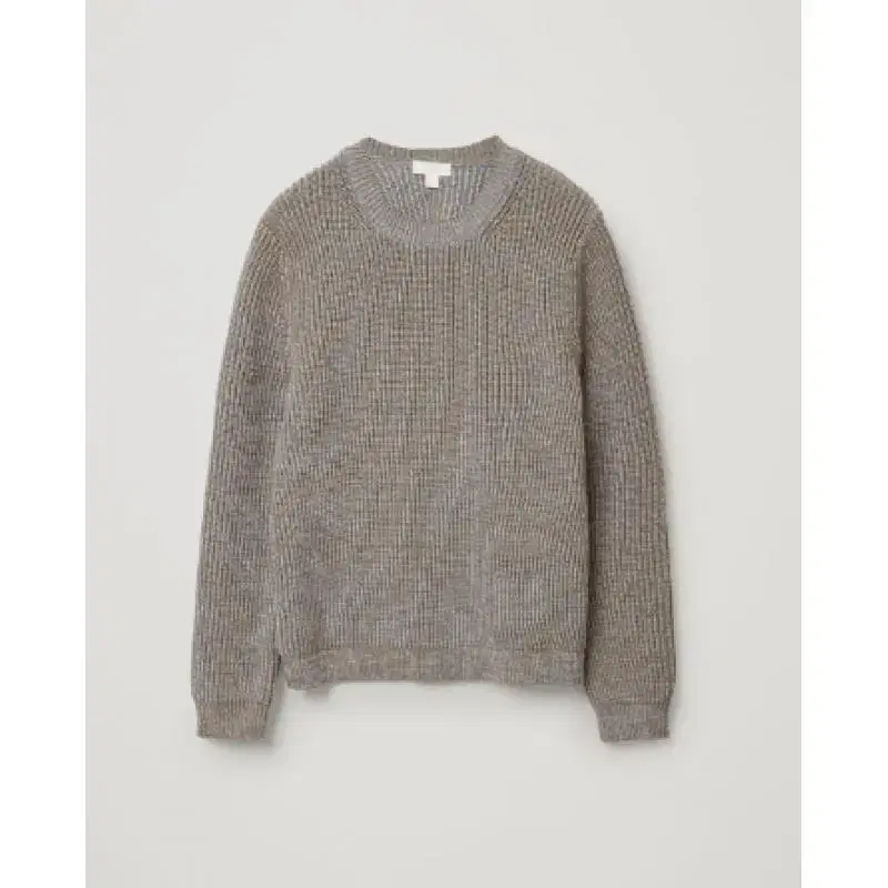 L) Course Knitted Cotton Mix Sweater in Mole Gray