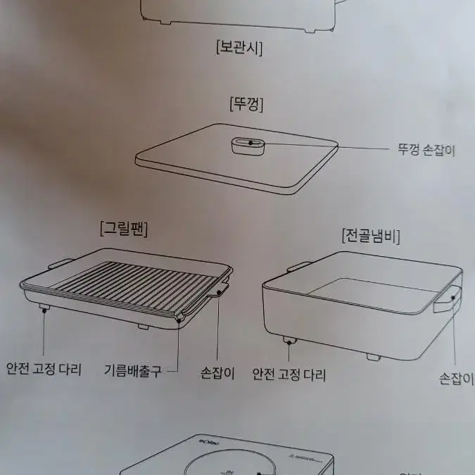 인덕션+용기(전골팬.그릴팬)+실리콘손잡이2p