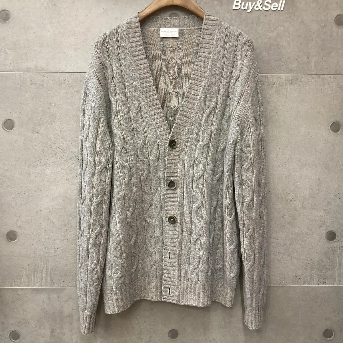 Settefilli Cashmere Cable Cardigan-Grey-G011833