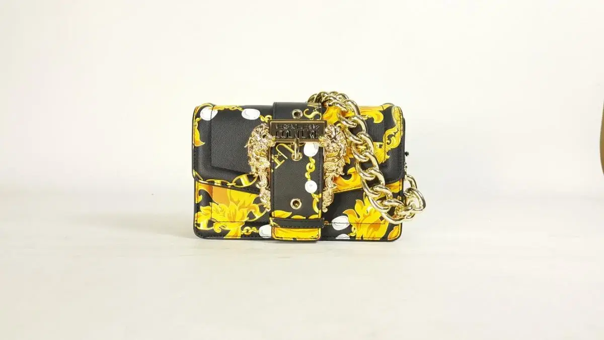 Versace Black and Gold Chain Couture Leather Women's Crossbody Bag