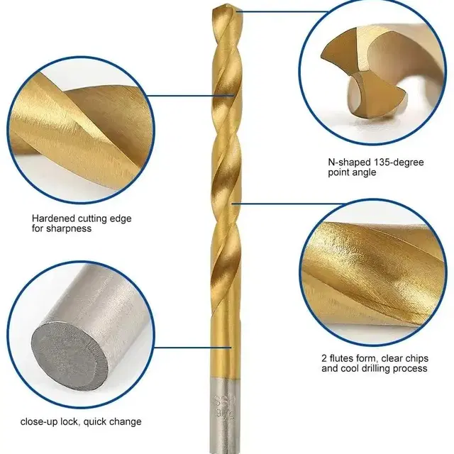 99개세트 고속스틸 티타늄 코팅 트위스트 드릴 세트, 녹 , 마모 방지