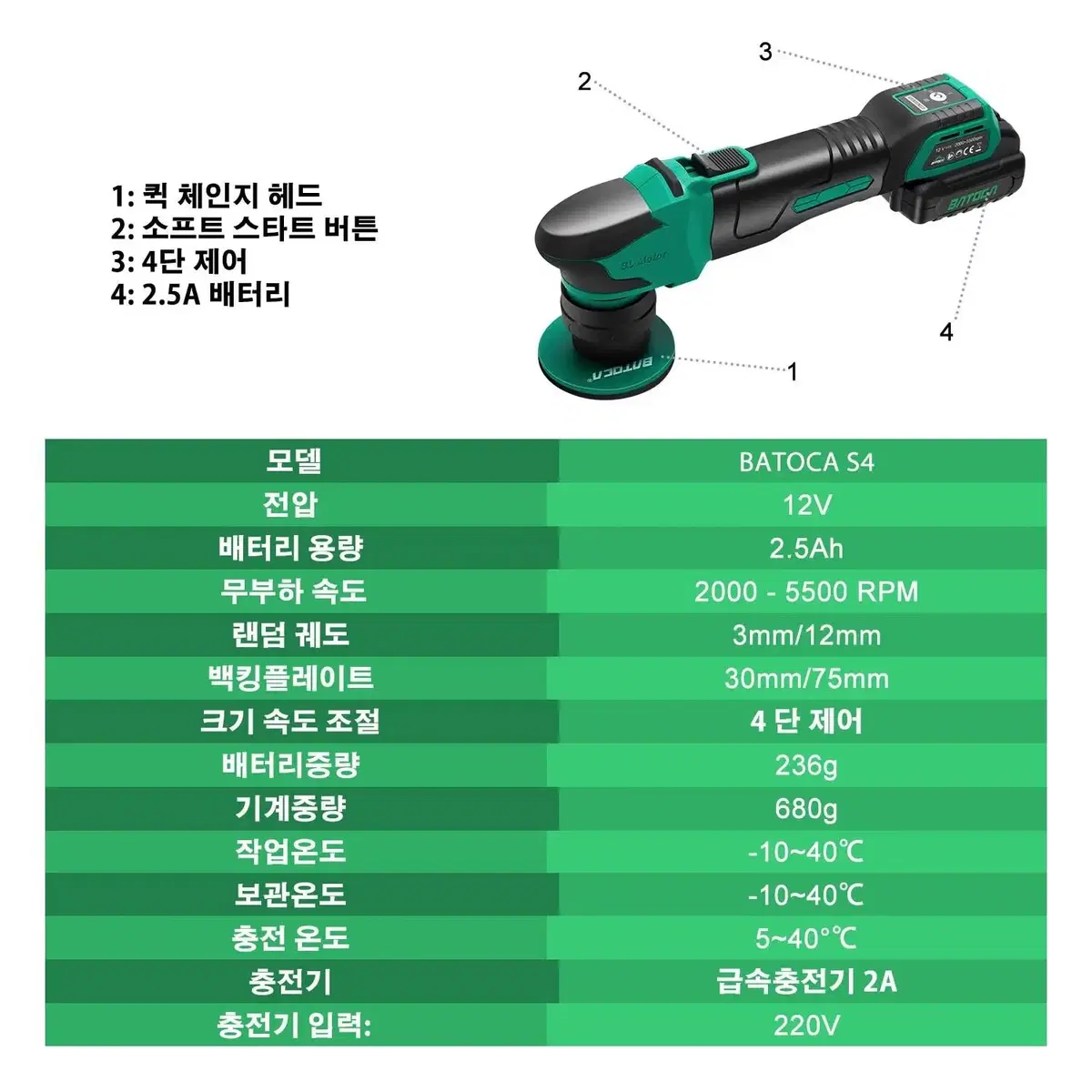 광택샵 사용 제품!! 무선 자동차 광택기 220V, 배터리 2개 세트