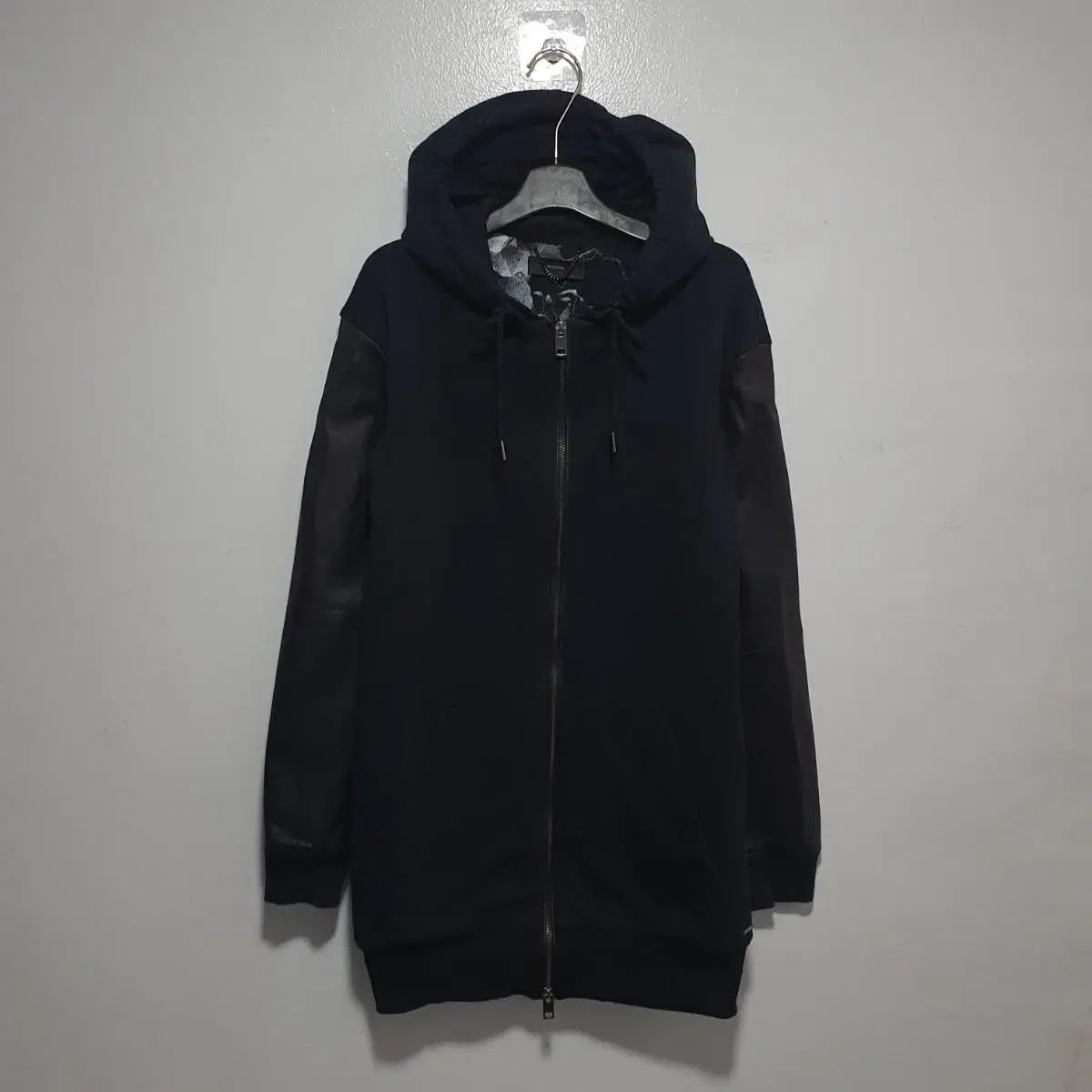 M) DIESEL Diesel Lambskin Two-Way Zip Hooded Zip-up Jacket Black