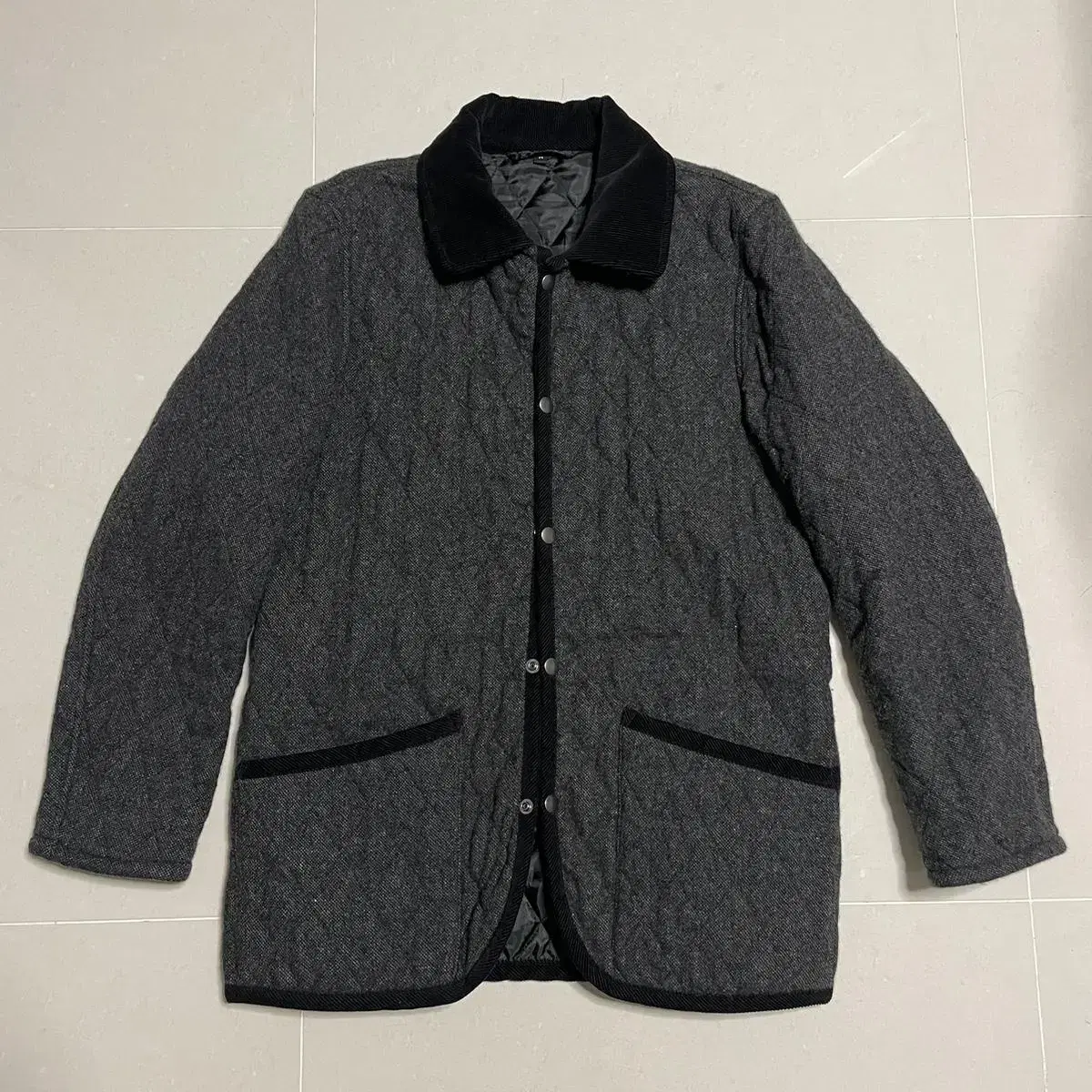 Genuine MUJI Unisex Grey Wool Quilted Jacket