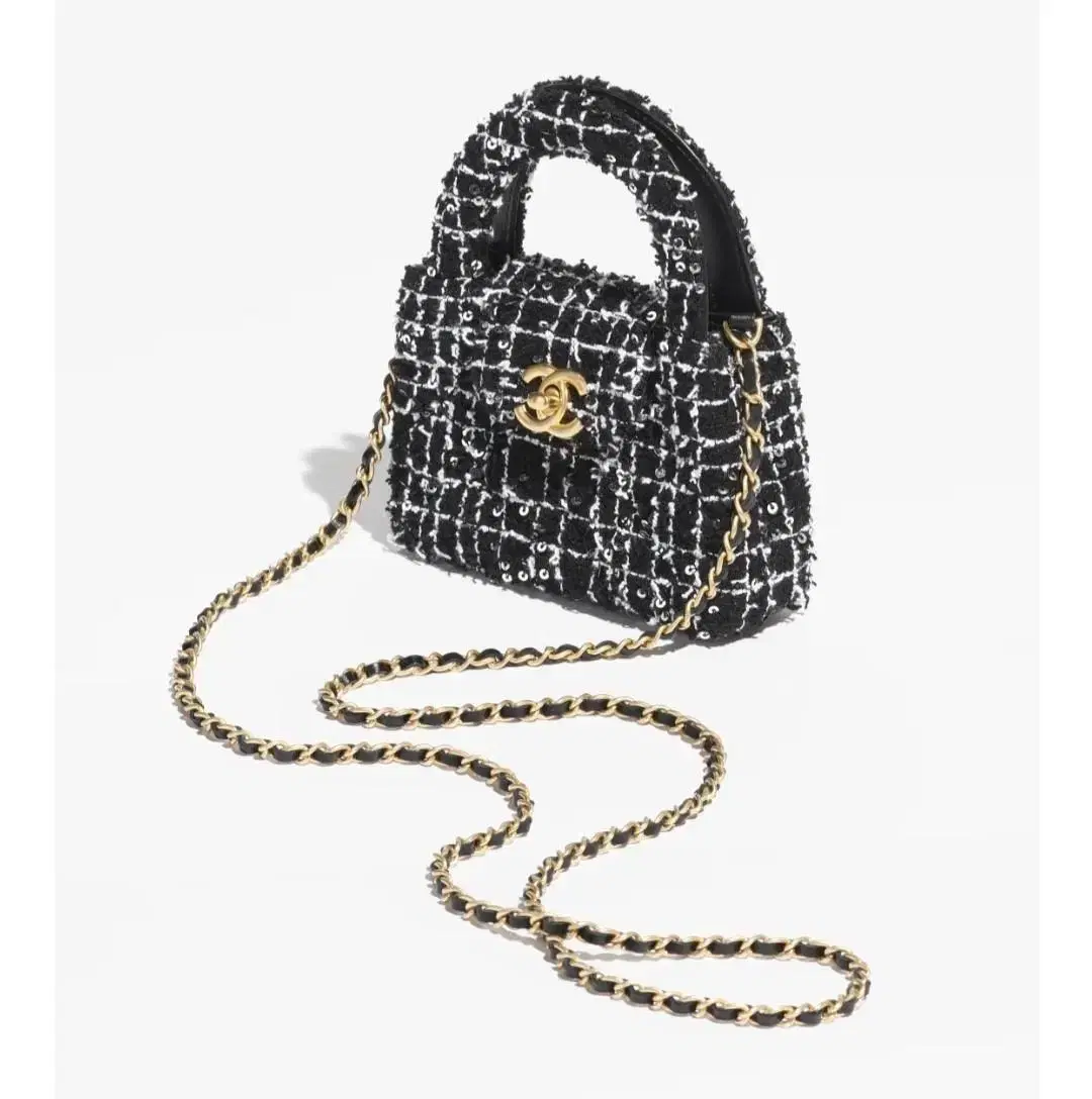 Chanel Kelly Bag Black Tweed with Gold Hardware Small