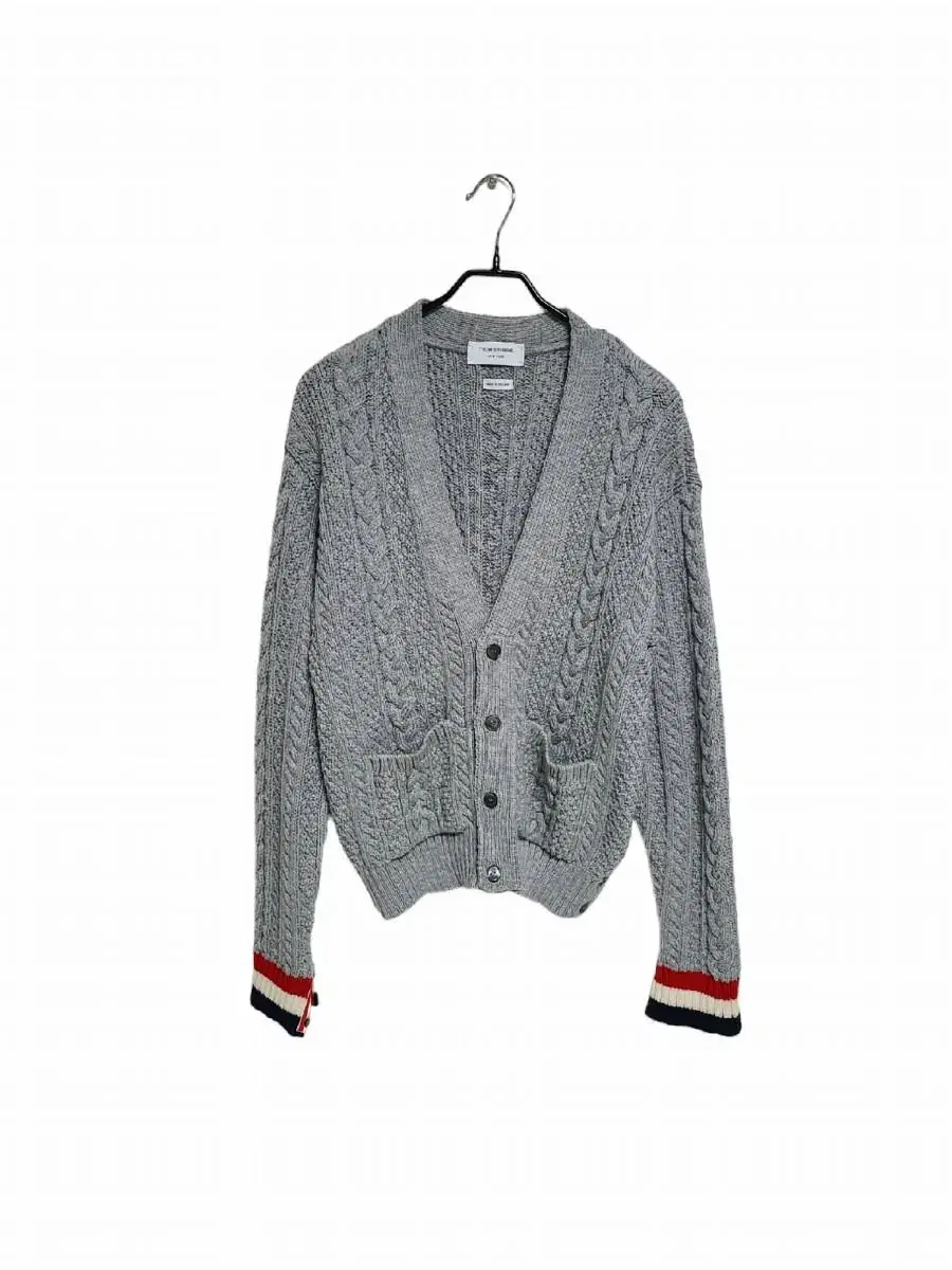 Thom Browne RWB Cuffed Cable Cardigan