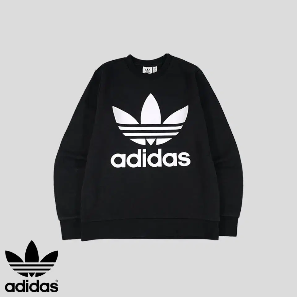 adidas Pigment Black White Trefoil Big Print Sweat WO