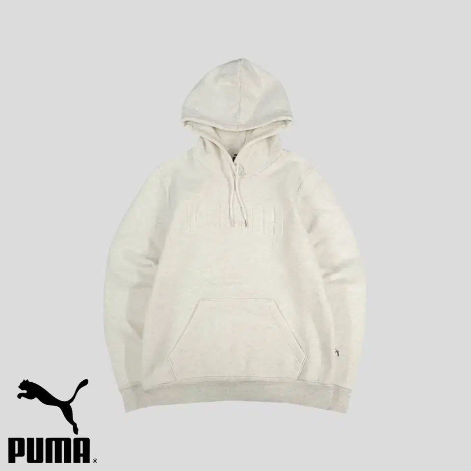 PUMA 퓨마 푸마 오트밀 크림 양각로고 코튼혼방 스웻 후드 티셔츠 WO