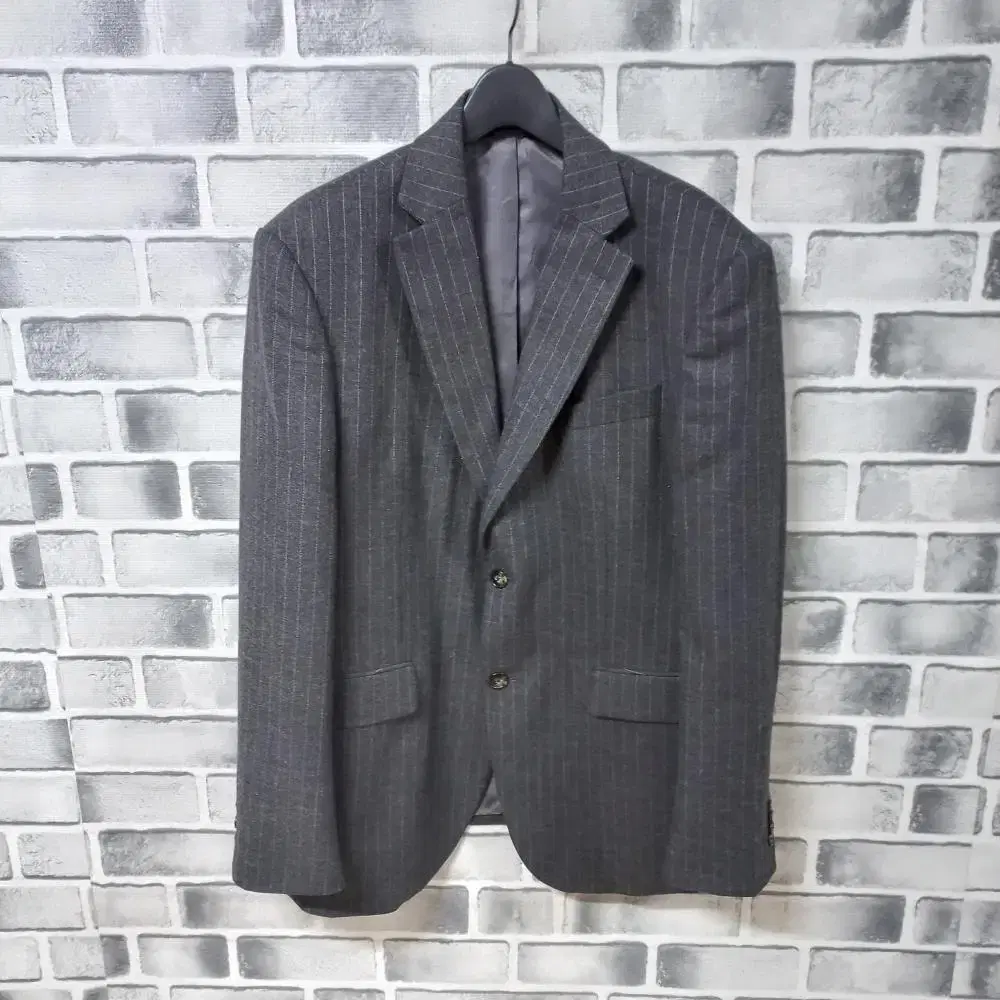 2-4/Warm Grey Cashmere-blend Striped Jacket Men105