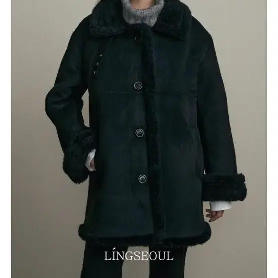 링서울 무스탕 suede mustang coat-black