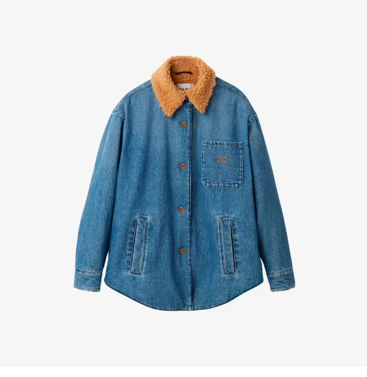 [40] Miu Miu Embroidered Denim Blouson Jacket Sapphire Blue