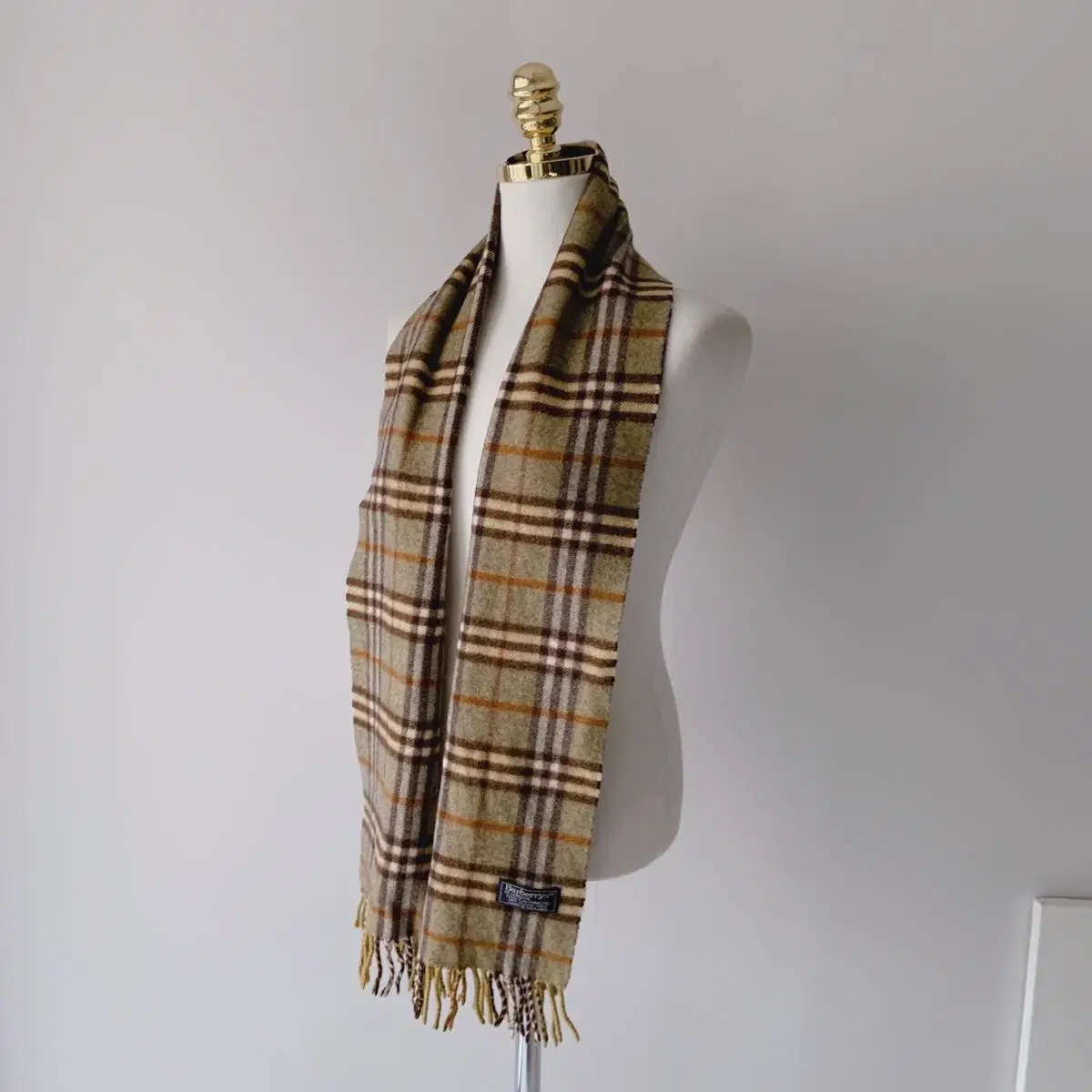 Burberry Khaki 100% Cashmere Muffler