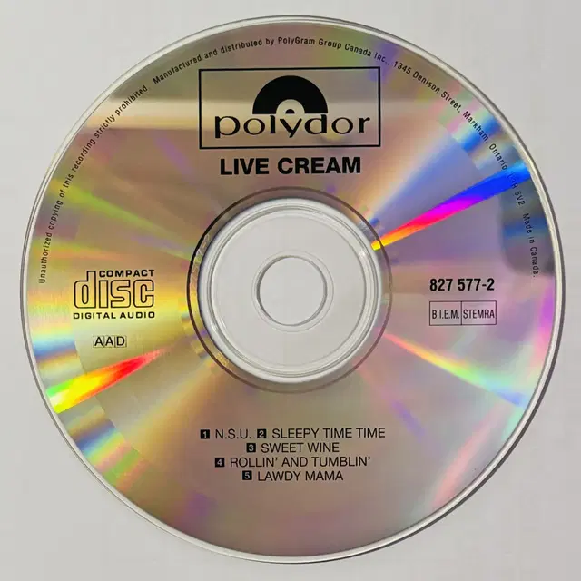 Cream - Live Cream (CD) 캐나다반 NM-