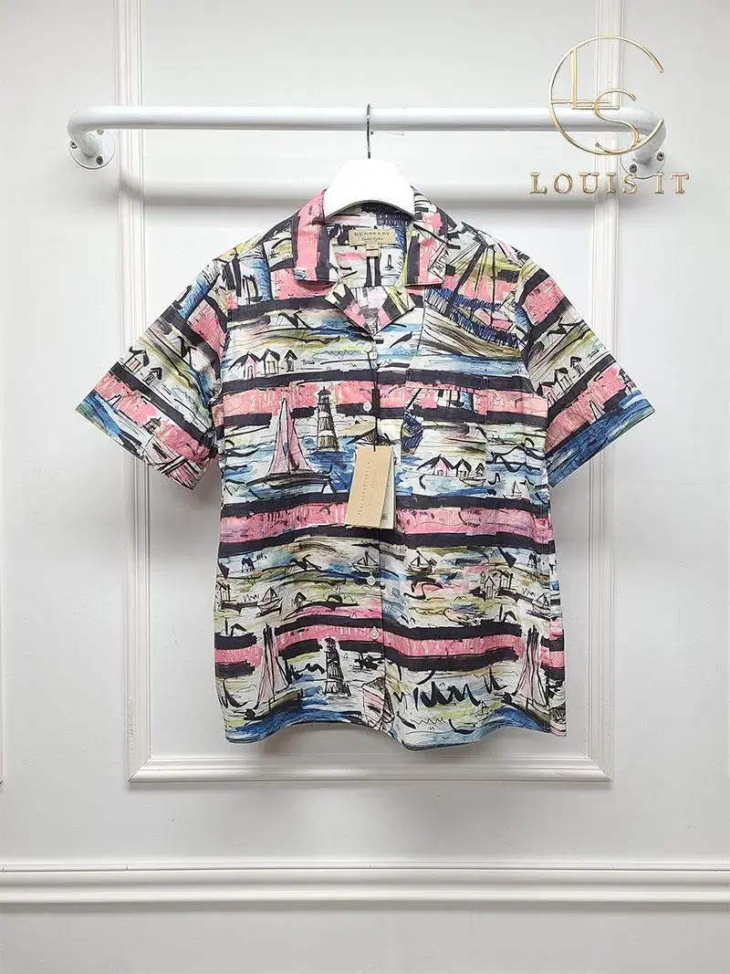 [36] Burberry Multicolor Graffiti Shirt Men's