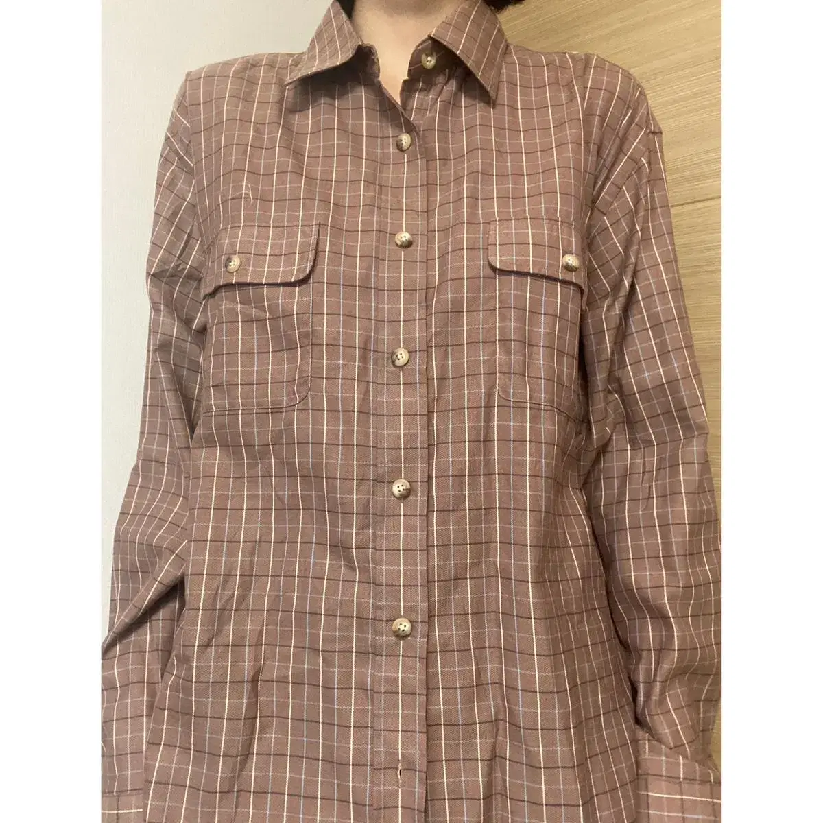 JapanVintage Brown Check Nambu Long Sleeve Shirt Top