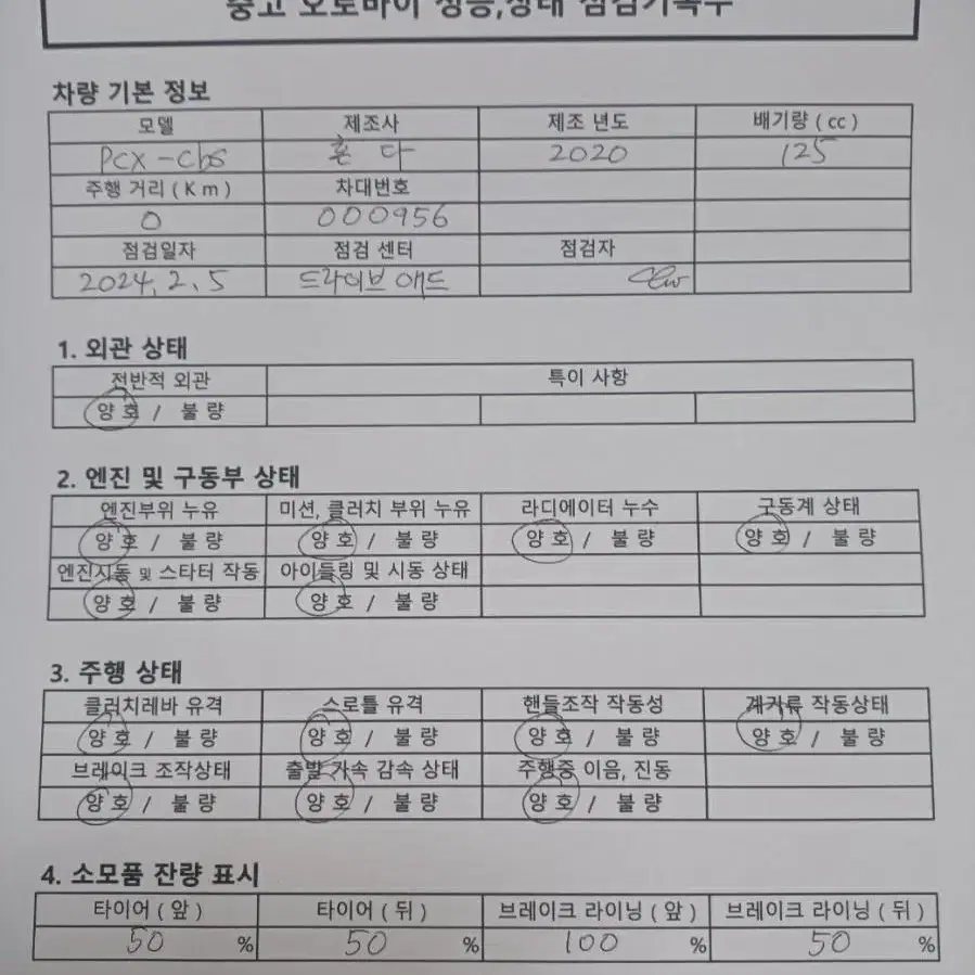 DB-015/ 혼다 / 더뉴 PCX /20년식/ 10km(계기판 교체)