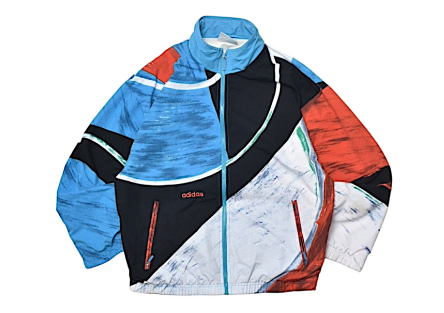 Imported Vintage 90s Adidas Windbreaker Picasso Pattern Windbreaker Zip-up Jacket