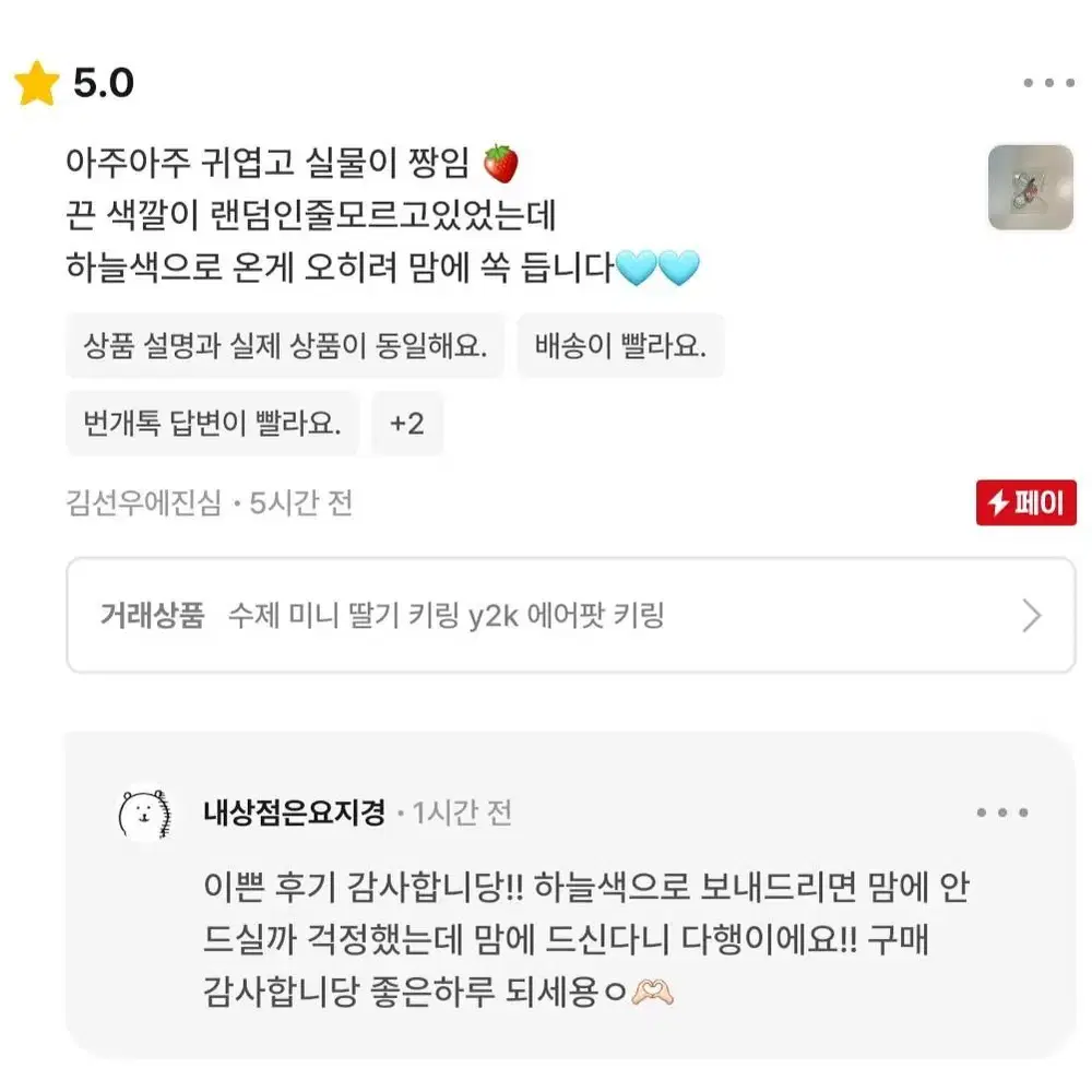 수제 미니 딸기 키링 y2k 에어팟 키링