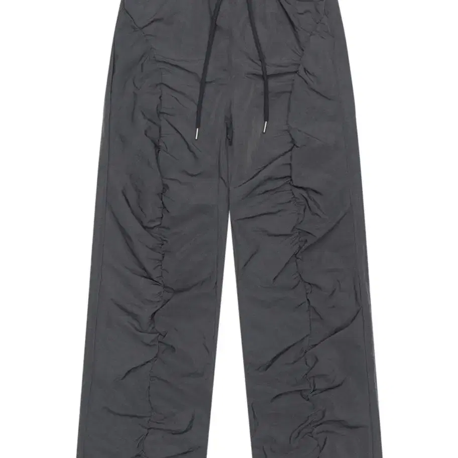 [유웨이브]새상품_NYLON SHIRRING WIDE PANTS (차콜)