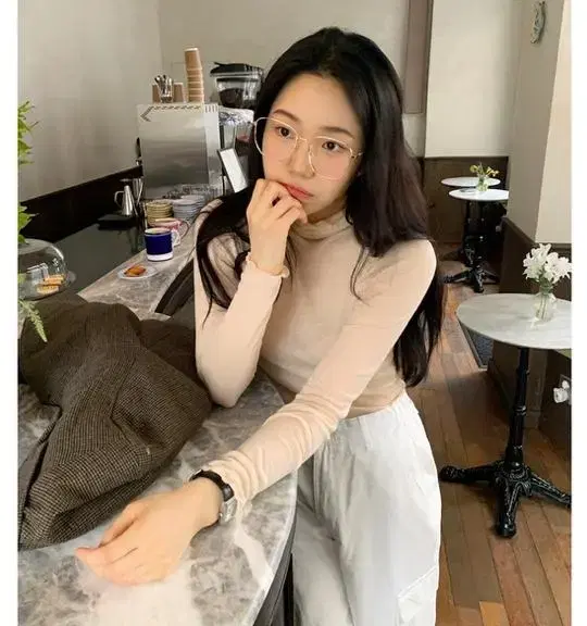 (프롬비기닝) 웨이브텐셀 울폴라티셔, 베이지색상