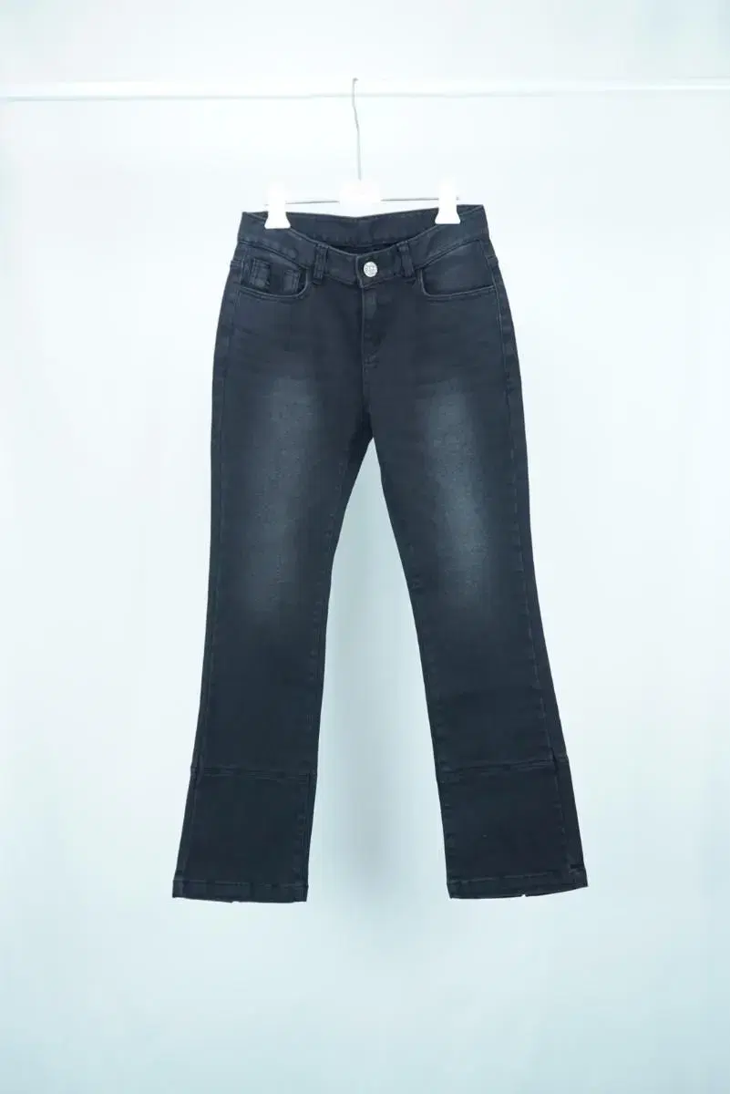 Brushed Ebony Blue Spandex Trousers Straight Bootcut Semi