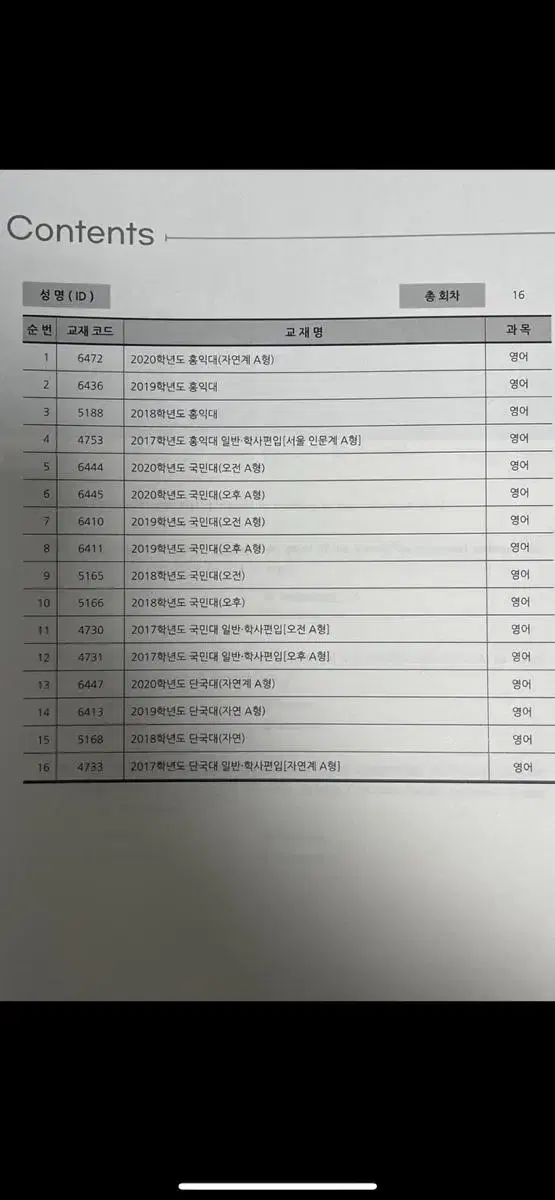 김영편입 대학별 기출 문제집 20~17년도까지 (성균관 한양 서강 등)