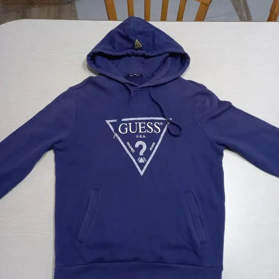 M95 GUESS China 기모 면 후드티 네이비 M95-501