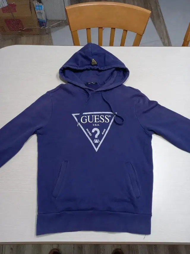 M95 GUESS China 기모 면 후드티 네이비 M95-501