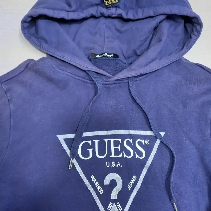 M95 GUESS China 기모 면 후드티 네이비 M95-501