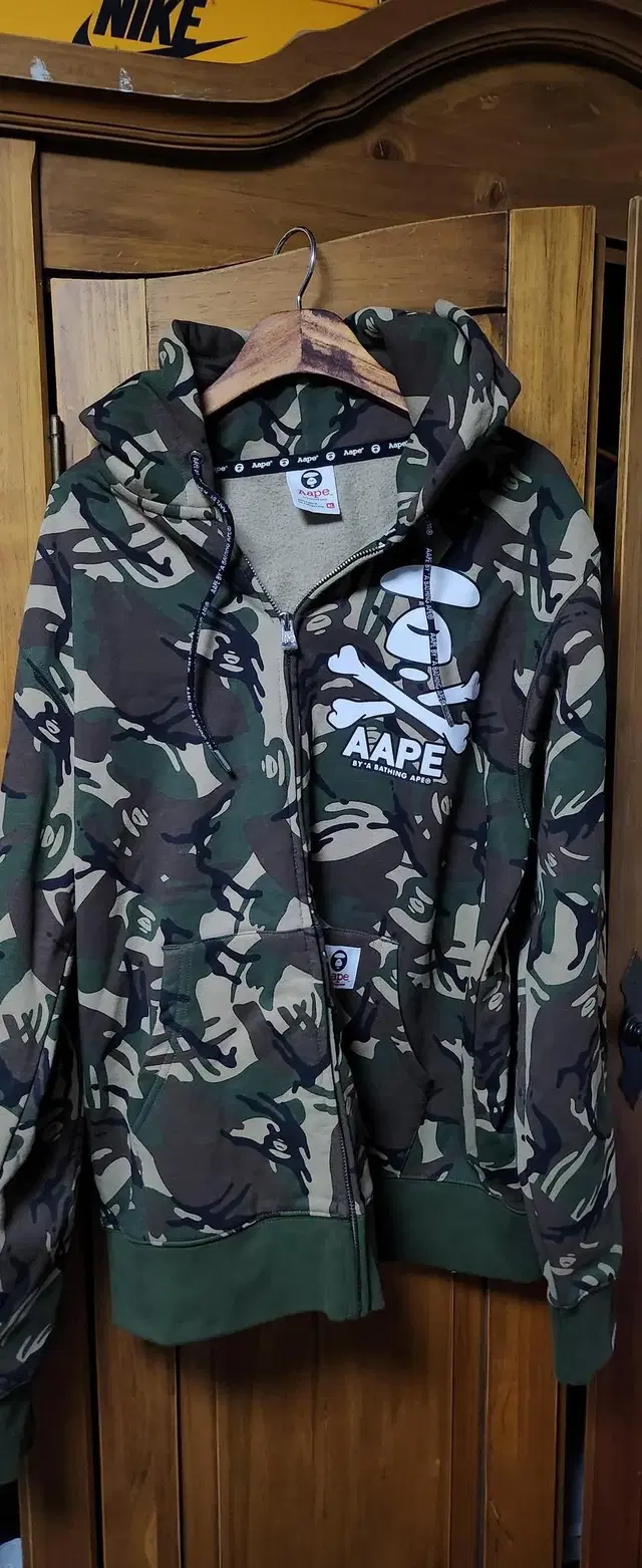 [XL] AAPE 에이프 로고 후드 카모