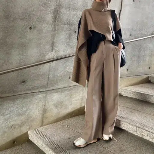 [2] KinderSalmon Slacks Wide Pants Beige Size 2 (55)