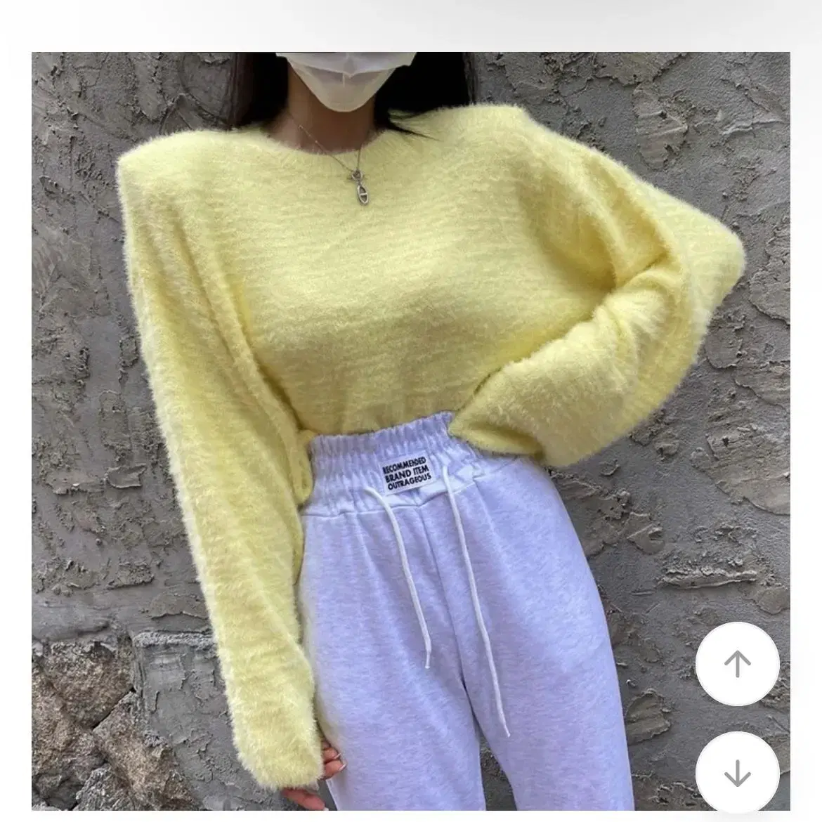 Angora Pad Crop Puff Knit (Yellow, Black)