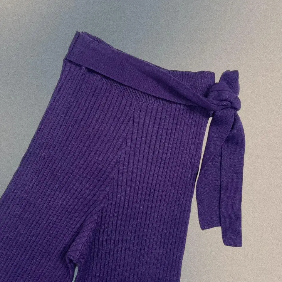 vintage purple wrap knit flare pants