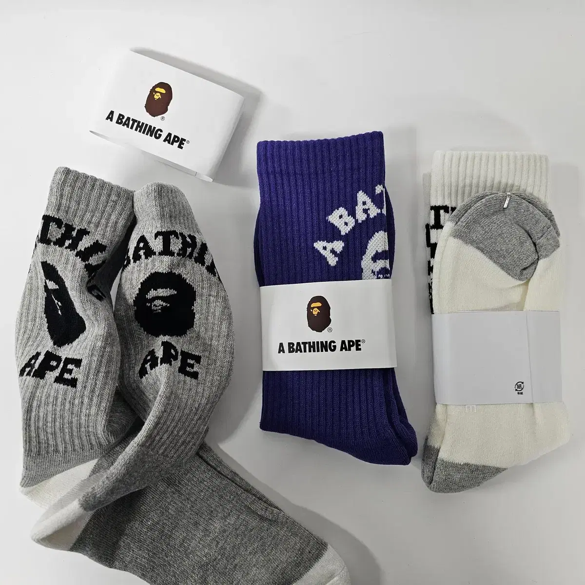 베이프 A Bathing Ape 칼리지 크루삭스 1팩 - L