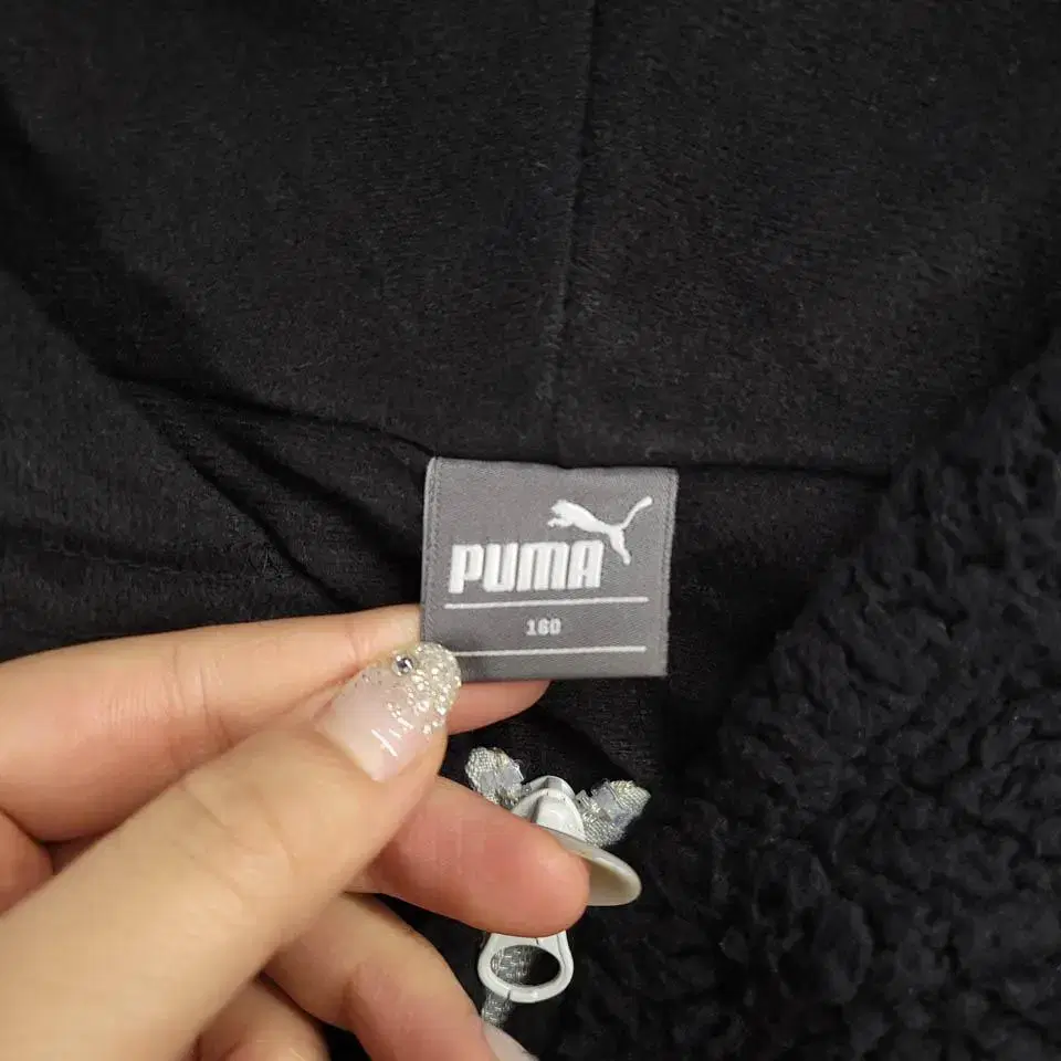 PUMA 퓨마 푸마 JP 블랙 네온 옐로우 배색 후드 플리스 후리스 집업