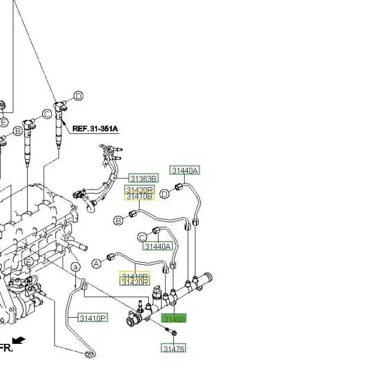 A2엔진 커먼레일 어셈블리연료 31400-4A900, 314004A900