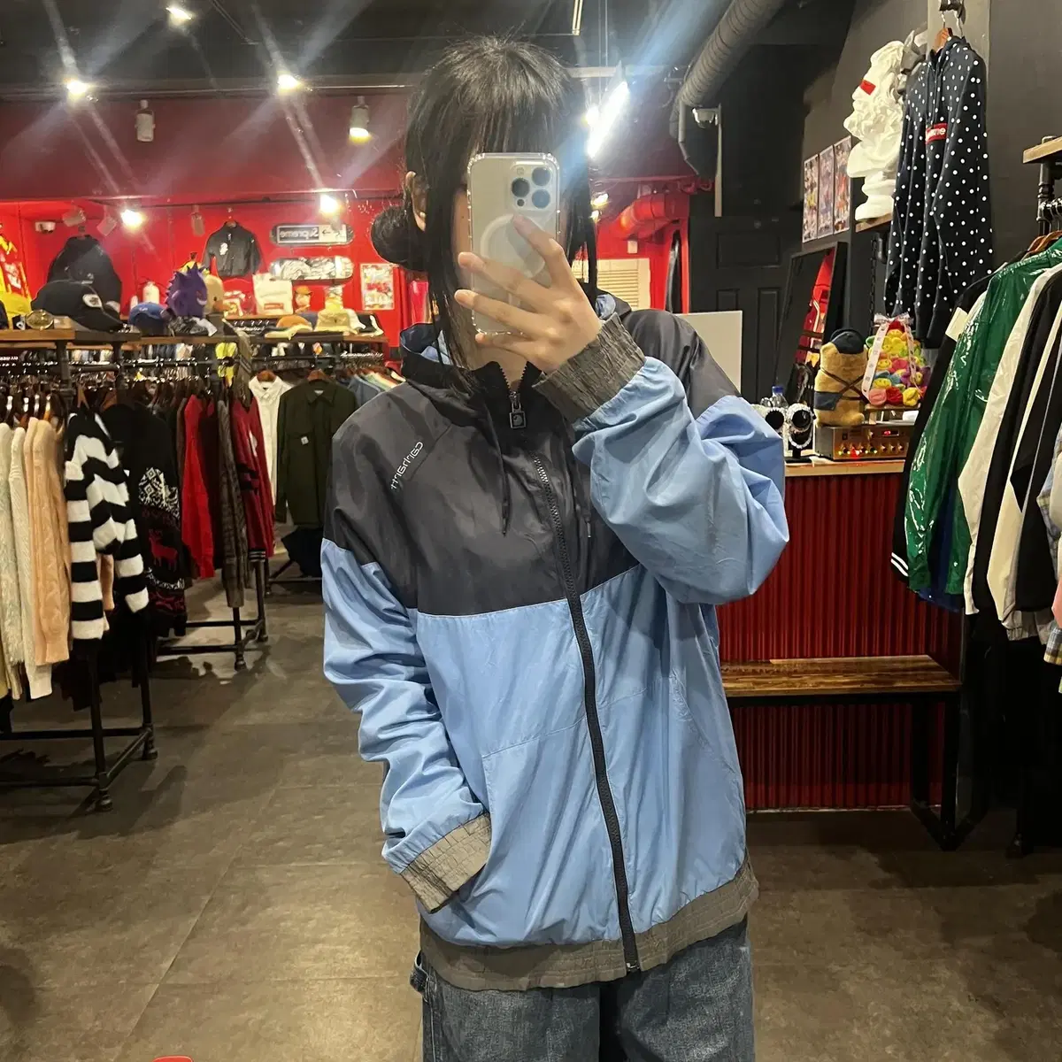 (END) CARHARTT 칼하트 배색 바람막이 윈드브레이커 블루 L