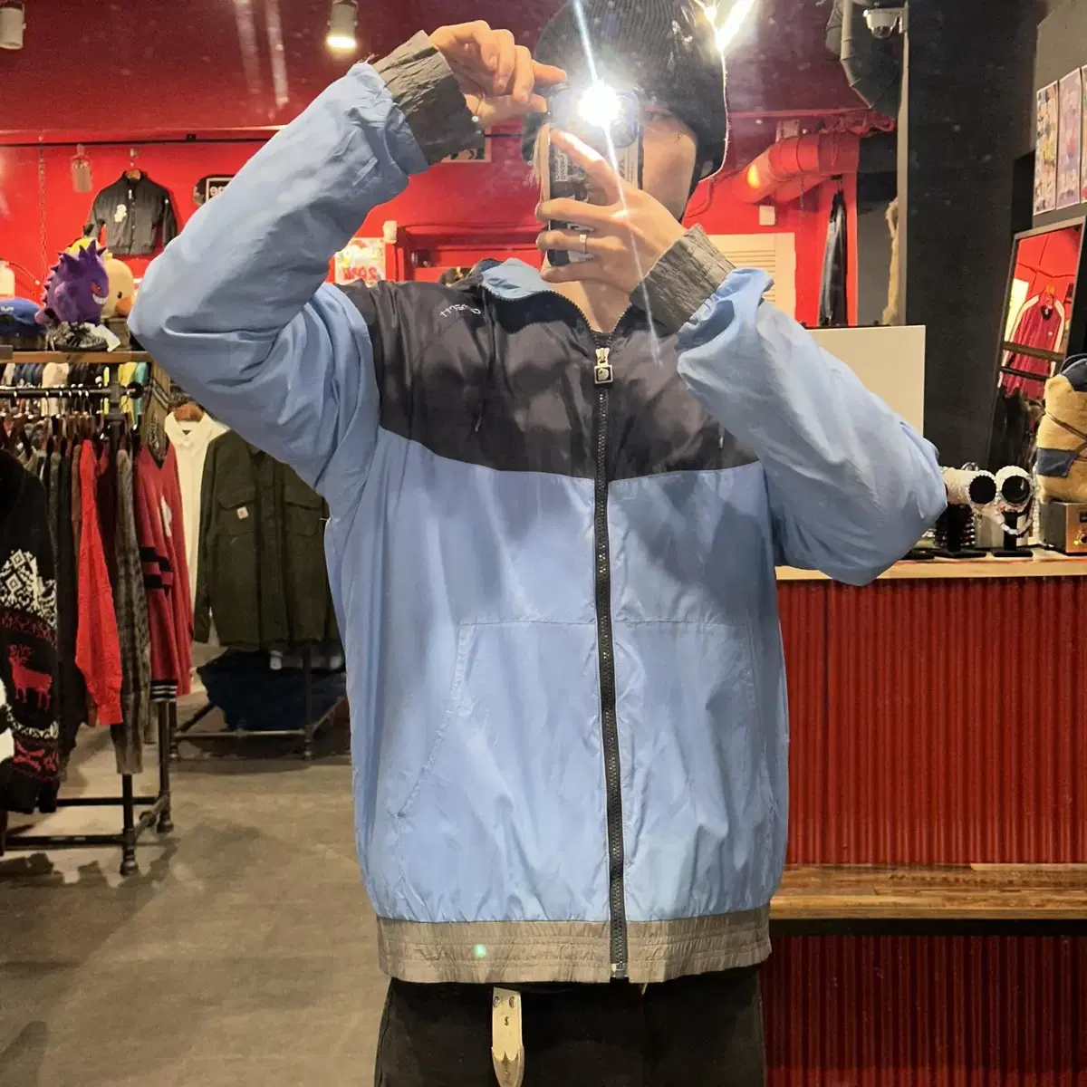 (END) CARHARTT 칼하트 배색 바람막이 윈드브레이커 블루 L