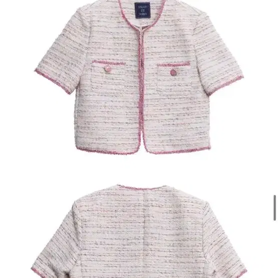 살롱드욘 Short Sleeve Tweed Jacket 핑크