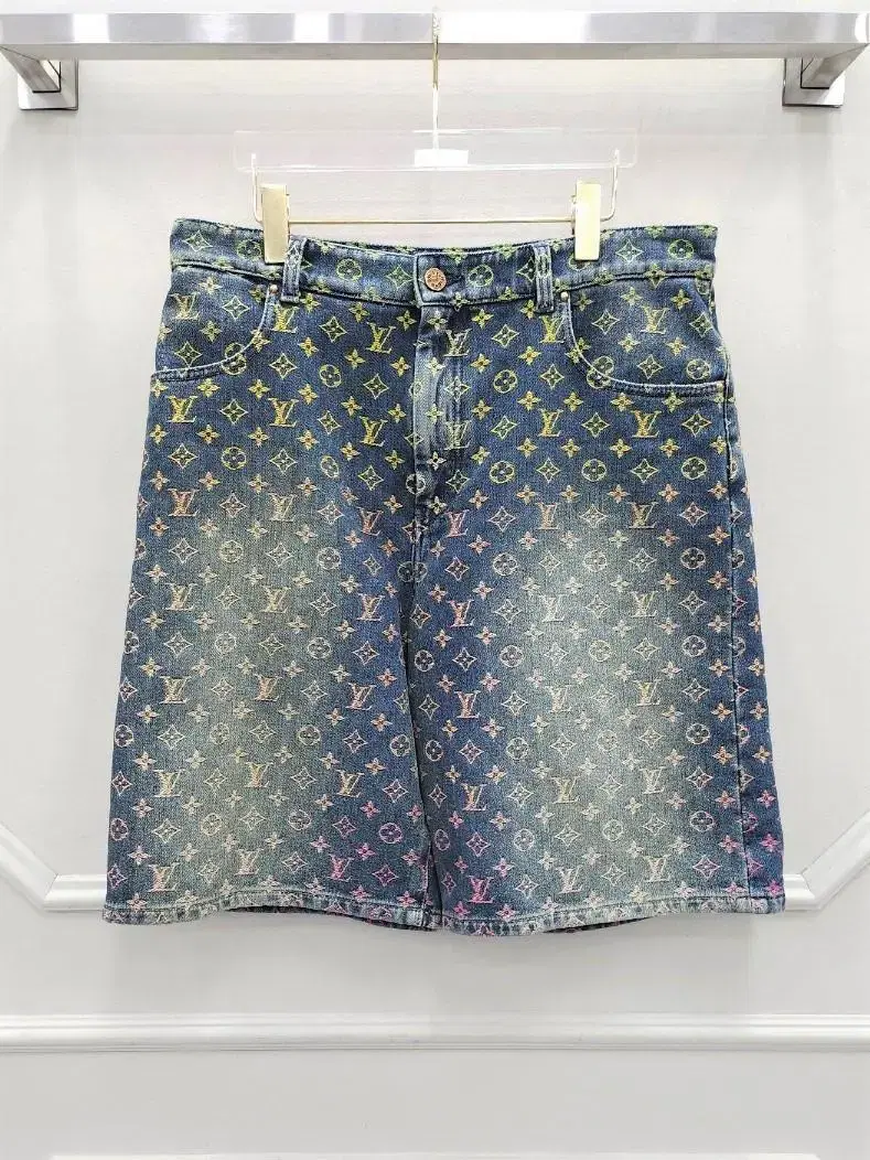 34 / Louis Vuitton Rainbow Monogram Denim Shorts